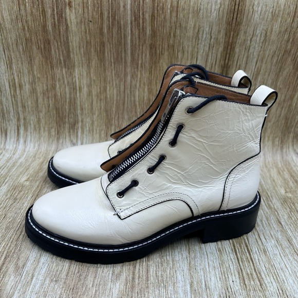 Rag & Bone Cannon Crinkled Ankle Boots Women's Size 7 Leather Zip Front Boots - Picture 3 of 10